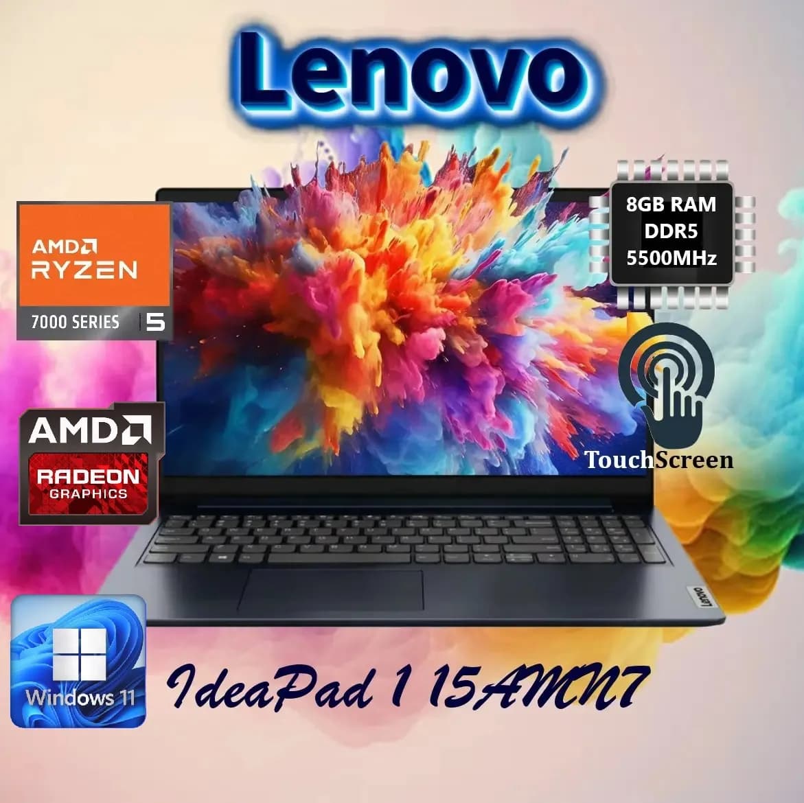 LENOVO IdeaPad 1 15AMN7 AMD Ryzen 5 7520U | 8GB DDR5 RAM; 256GB SSD NVMe | Radeon 610M Graphics