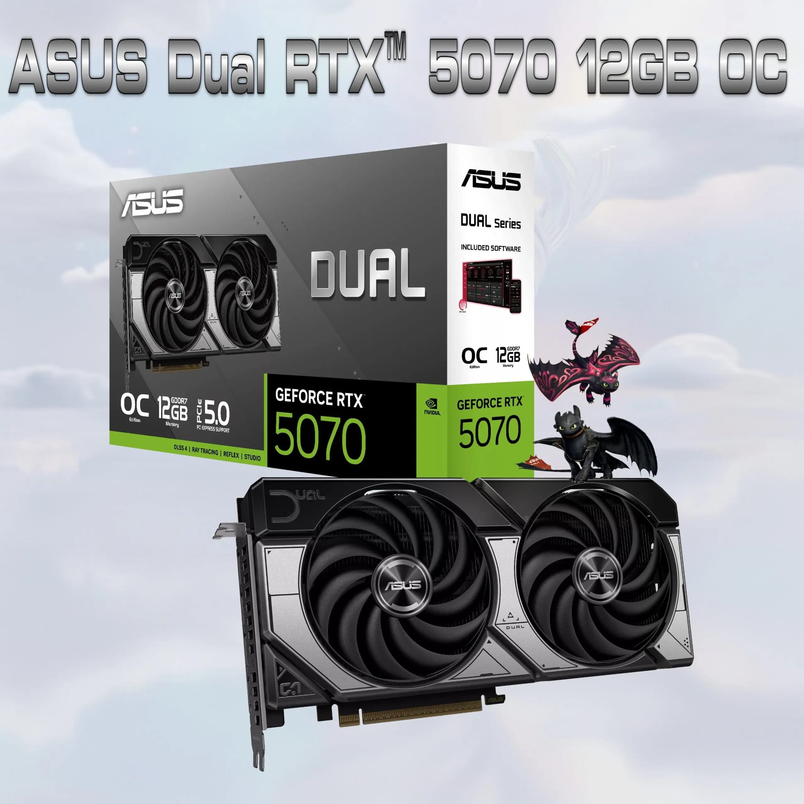 ASUS Dual GeForce RTX 5070 12GB GDDR7 OC Edition Graphics Card With Axial-Tech Dual Fans, NVIDIA Blackwell Architecture