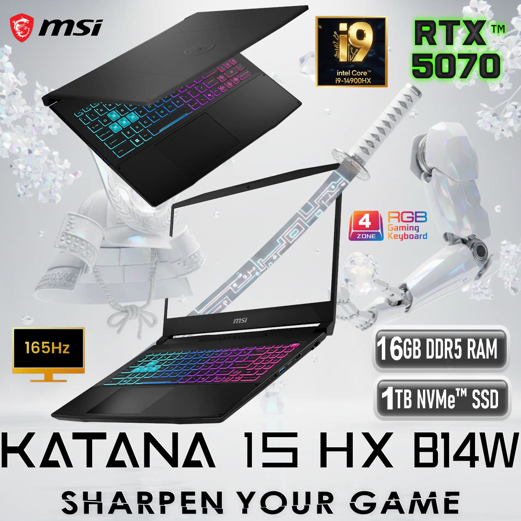 MSI Katana 15 HX B14WGK Intel Core i9-14900HX | 16GB DDR5 RAM; 1TB NVMe SSD | RTX 5070, 8GB