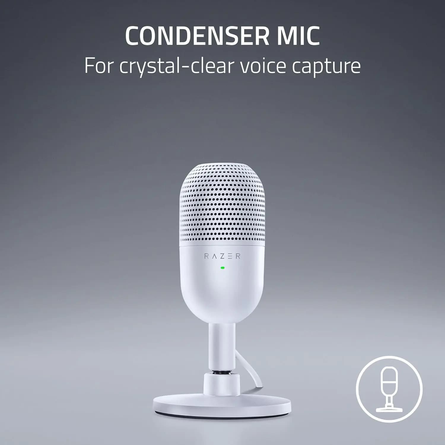 Razer Seiren V3 Mini USB Microphone, Ultra-Compact, Supercardioid Condenser, Tap-to-Mute, LED Indicator, Built-in Shock...