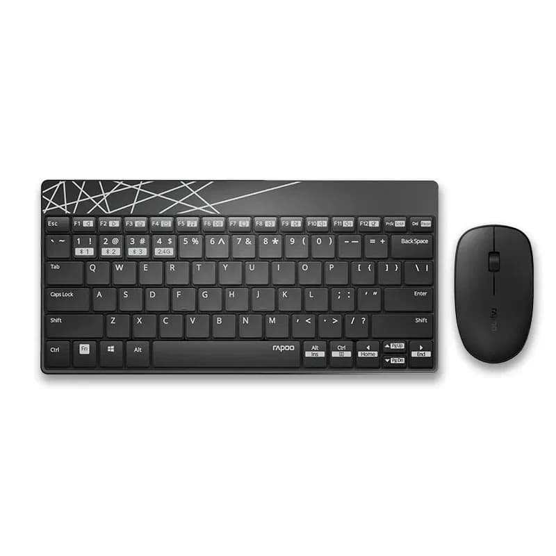 RAPOO 8000GT MULTI-MODE WIRELESS KEYBOARD BLACK COMBO ; 87 Keys 1300 DPI ; switch between BT 4.0/3.0 and wireless 2.4G modes ;...