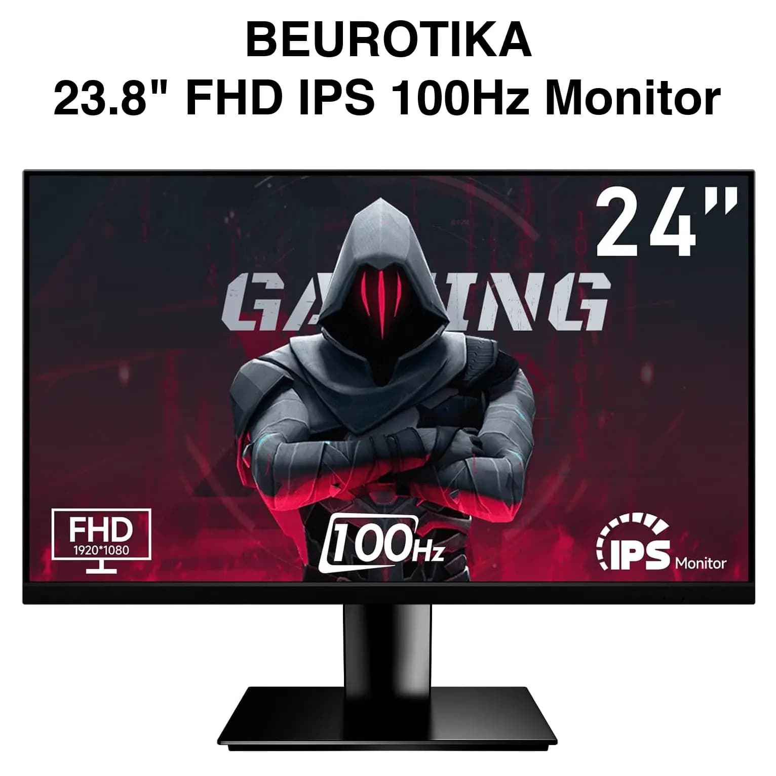 Buerotika 23.8 Inch FHD IPS Monitor, 100Hz Refresh Rate, 1080P Frameless Display, Low Blue Light Eye Care, Ultra-Slim 16:9