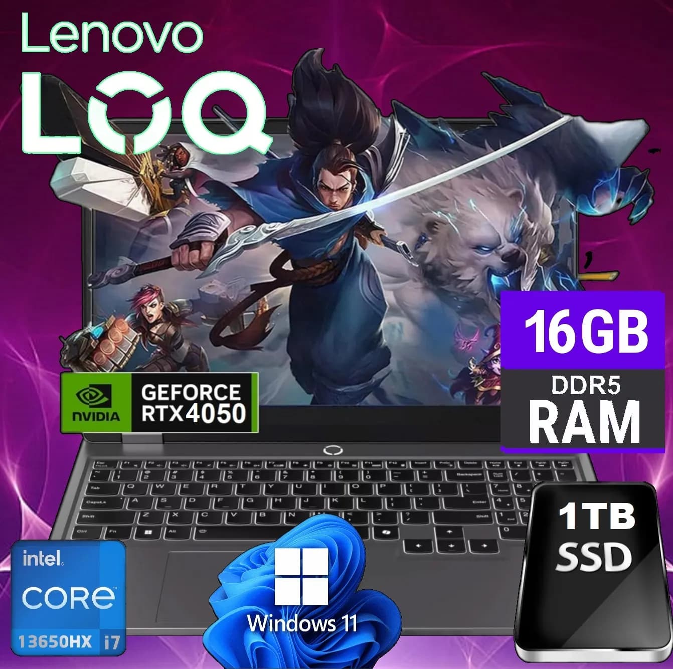 Lenovo LOQ 15IRX9 Intel Core i7-13650HX | 16GB DDR5 RAM; 1TB SSD | RTX 4050 6GB | 15.6″ FHD IPS Display 144Hz | Windows 11 Home