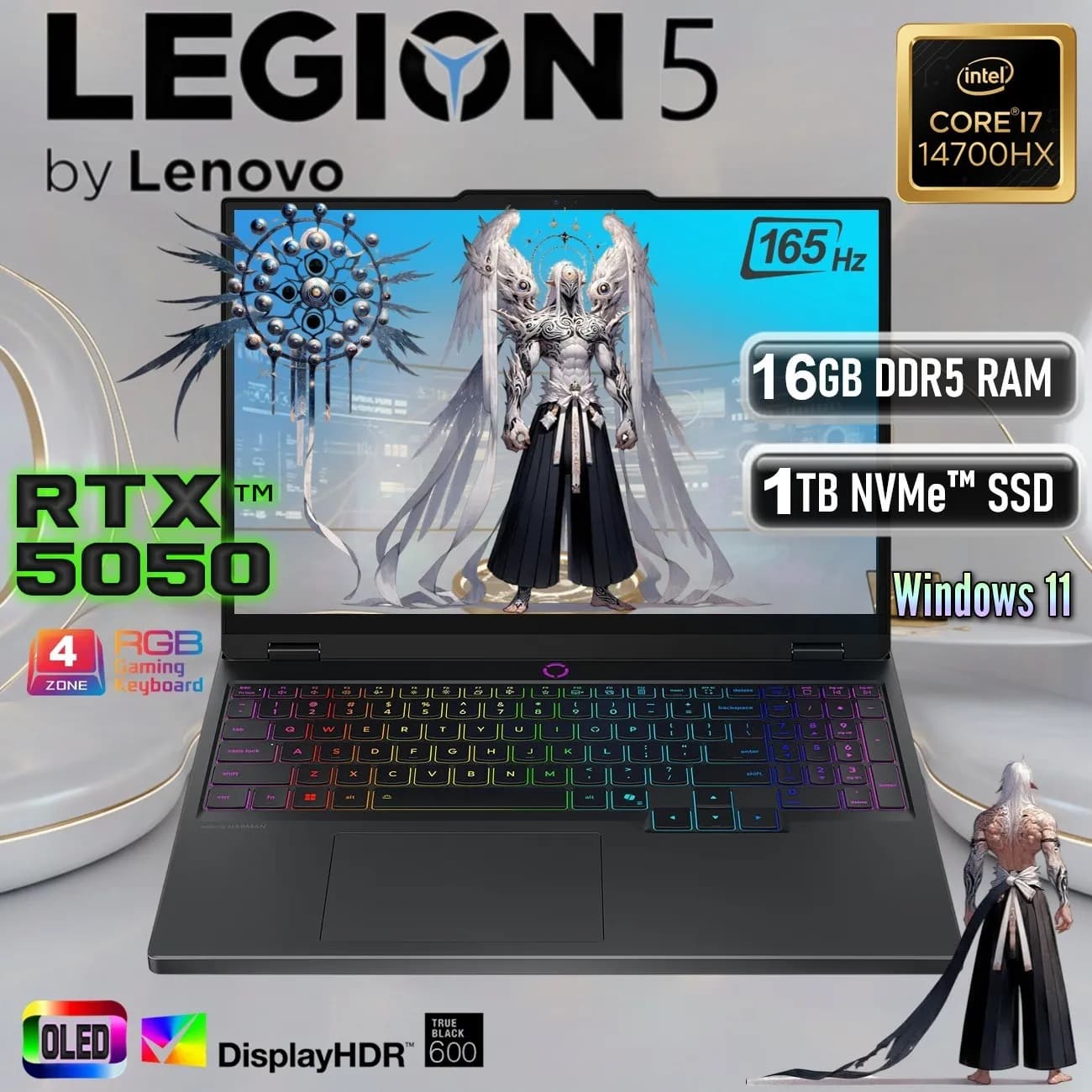 LENOVO AI-Powered Legion 5 15IRX10 Intel Core i7-14700HX | 16GB DDR5 RAM , 1TB NVMe SSD | RTX 5050 8GB