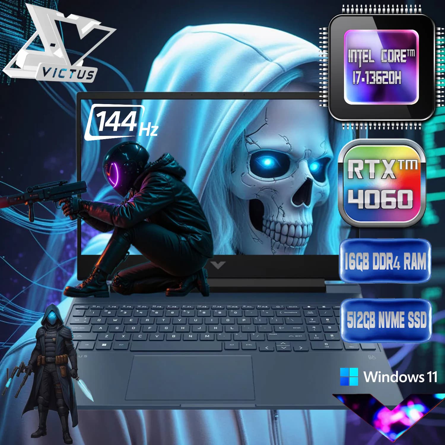 HP Victus 15-fa1657nr Gaming Intel Core i7-13620H | 16GB DDR4 RAM, 512GB SSD NVMe | RTX 4060 (8GB) | 144Hz FHD IPS Display