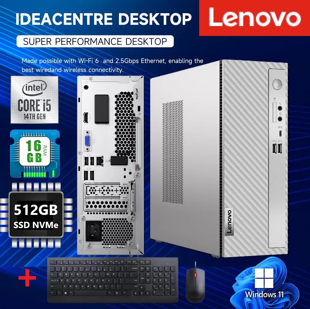 LENOVO IdeaCentre 3 07IRB8 Desktop PC Intel Core i5-14400 | 16GB DDR4 RAM, 512GB SSD NVMe | Intel UHD Graphics 730