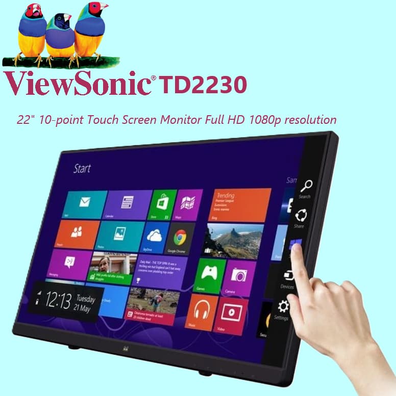ViewSonic TD2230 22 inch 10-point Touch Screen Monitor with Projected Capacitive Touch ; Full HD 1080p resolution ; HDMI,...