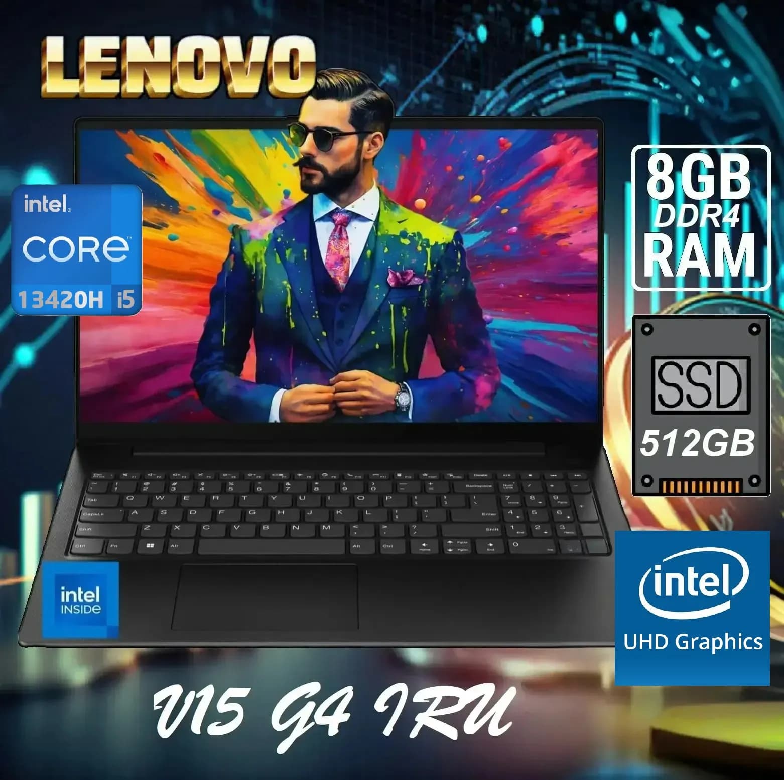 Lenovo V15 G4 IRU Intel Core i5-13420H | 8GB DDR4 RAM , 512GB SSD NVMe | 15.6″ FHD TN Display | DOS | Intel UHD Graphics