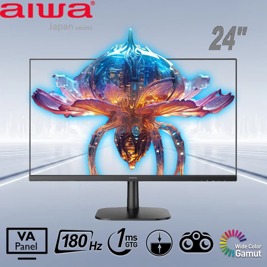 Aiwa 24.5-Inch VA Gaming Monitor With 1920×1080 FHD Resolution, 180Hz Refresh Rate, 1ms Response, HDR, Eye Care