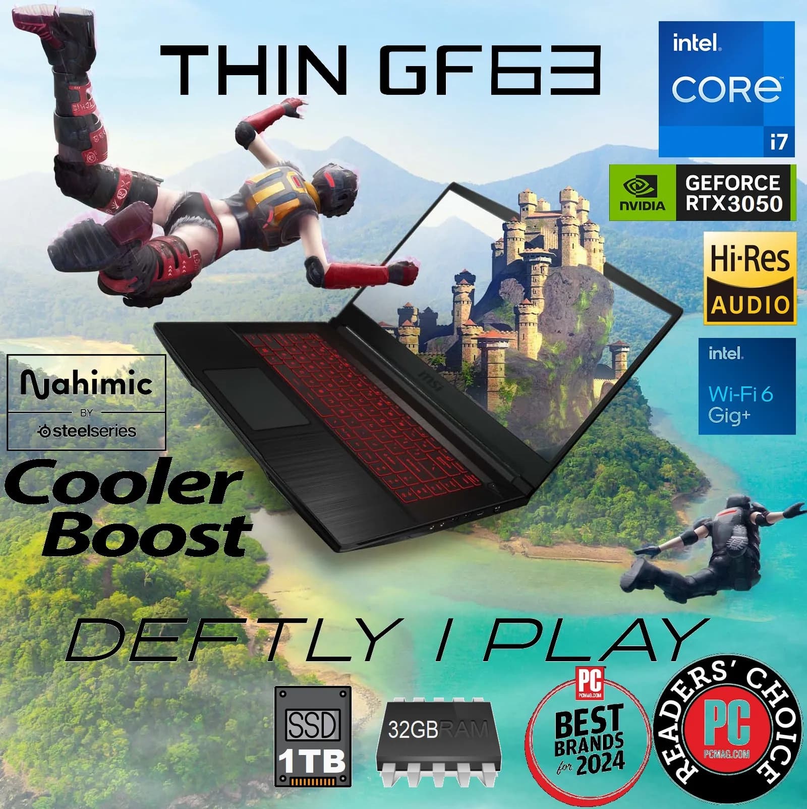 MSI Thin GF63 12UC Intel i7-12650H | 32GB DDR4 RAM; 1TB SSD | RTX 3050 4GB GDDR6 | Windows 11 | 15.6โณ FHD IPS Display 144 Hz