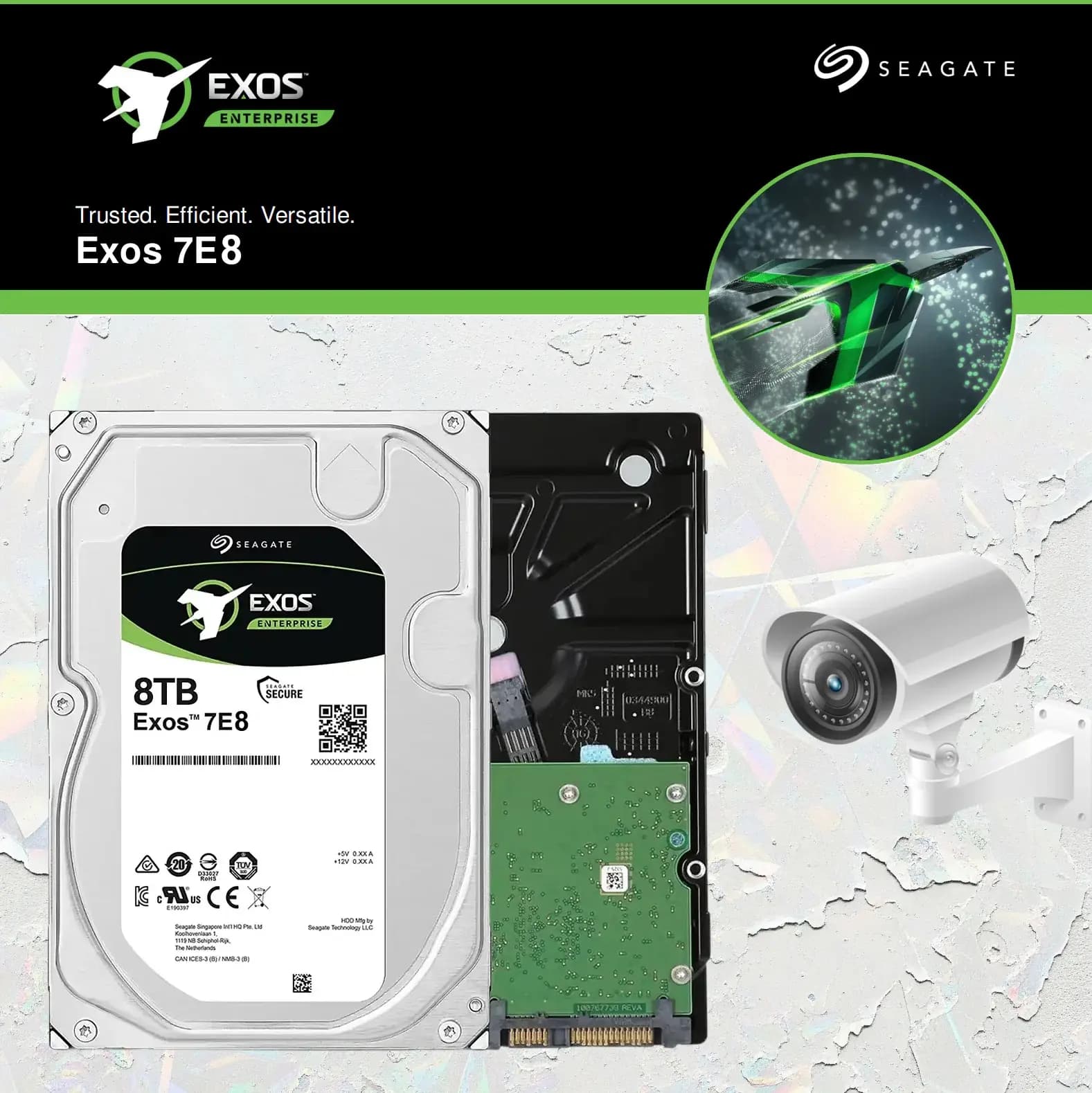 Seagate Exos 7E8 ST8000NM004A 8TB Enterprise SATA HDD | 7200RPM | 256MB Cache | SATA 6Gb/s