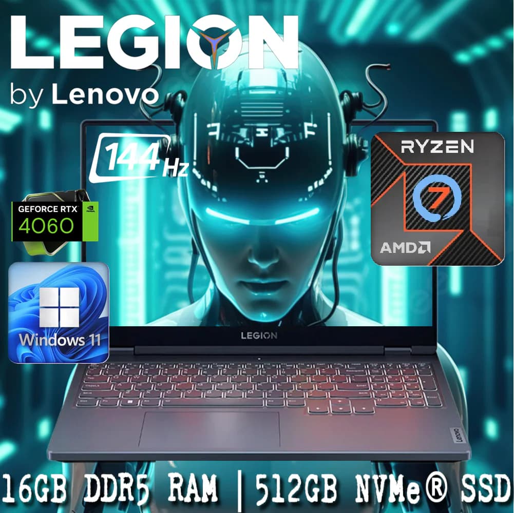 LENOVO Legion 5 15APH9 AMD Ryzen 7 7840HS | 16GB DDR5 RAM, 512GB NVMe SSD | RTX 4060 8GB | 15.6″ FHD IPS Display 144Hz