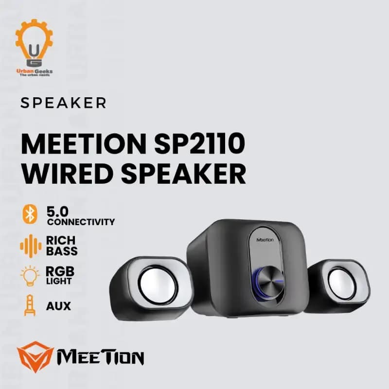 MEETION MT-SP2110 2.1 Desktop Speaker System with Bluetooth, USB & 3.5mm Stereo Jack