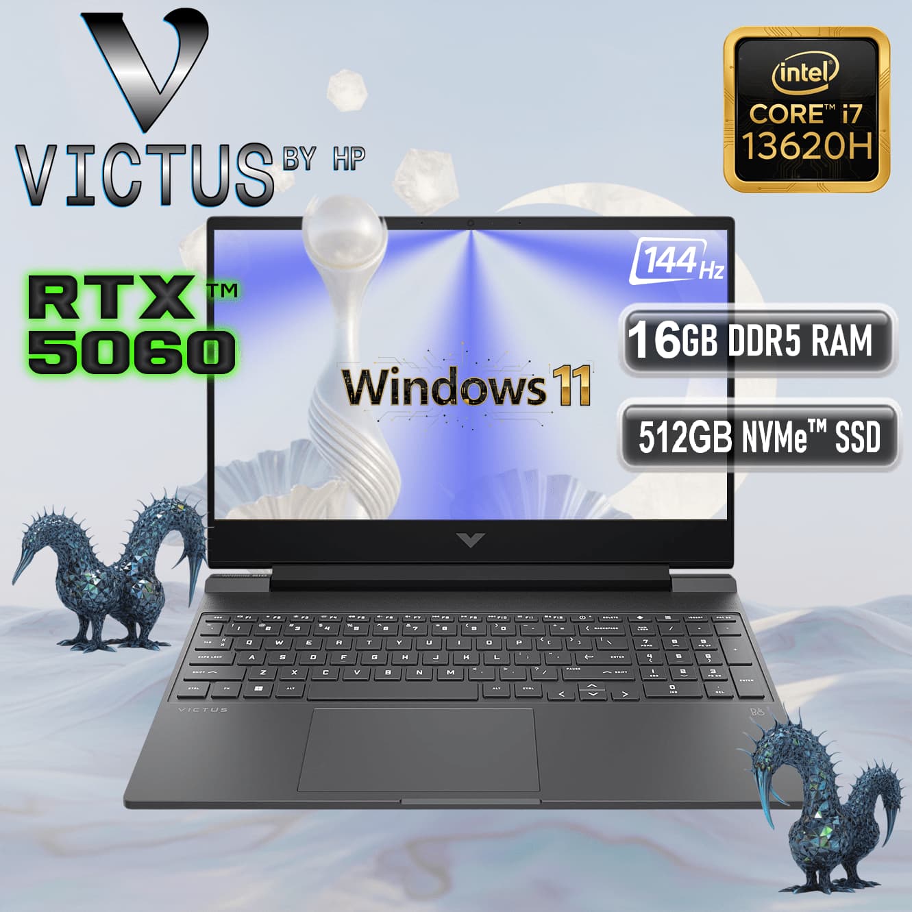 VICTUS by HP Intel Core i7-13620H | 16GB DDR5 RAM, 512GB NVMe SSD | RTX 5060 (8GB) | 15.6-inch FHD 144Hz IPS Display