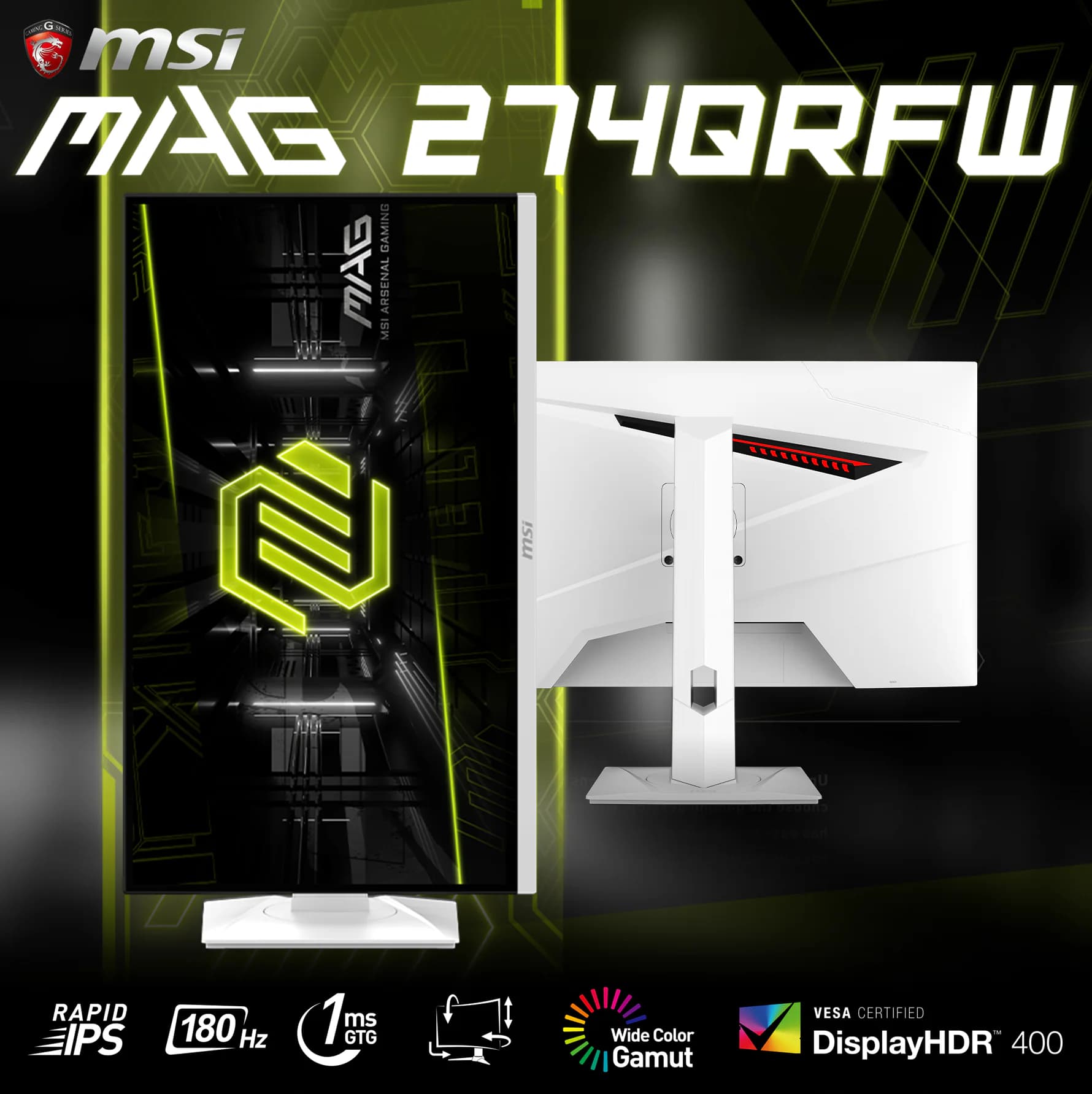 MSI MAG 274QRFW 27 inch WQHD Rapid IPS Gaming Monitor