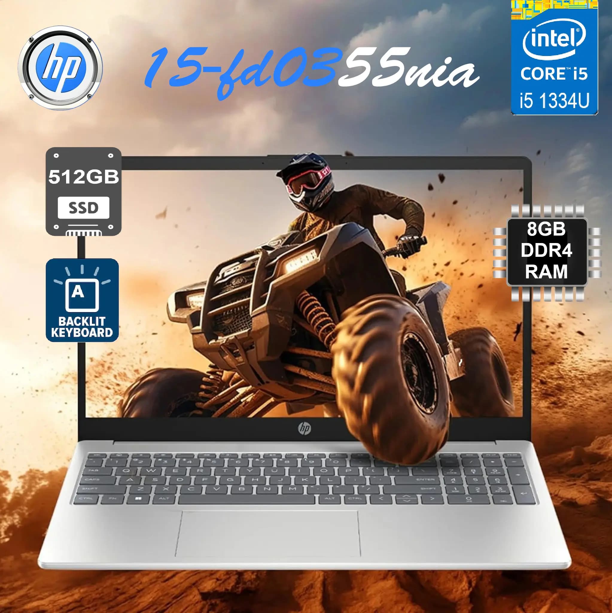 HP 15-fd0355nia Intel Core i5-1334U | 8GB DDR4 RAM; 512GB NVMe SSD | 15.6 inch FHD Display | Intel UHD Graphics