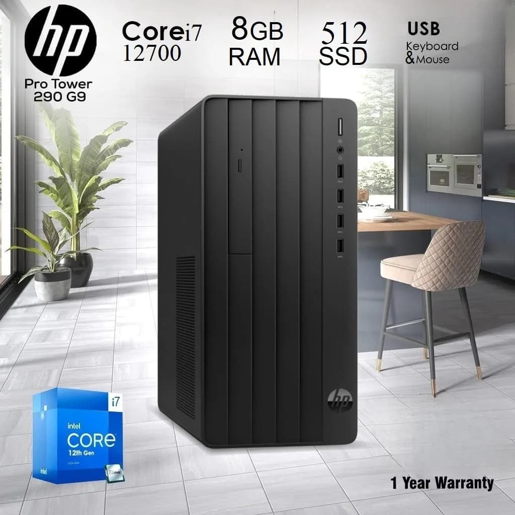 HP Pro Tower 290 G9 Desktop PC Intel Core I7 12700 | 8GB RAM; 512GB SSD | Intel UHD Graphics 730 | DOS