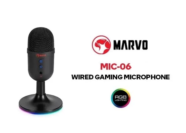 MIC-06 Blast 40 RGB Microphone | USB Plug & Play | Omnidirectional | Noise-Cancelling | RGB Backlight | 1.7m Braided Cable