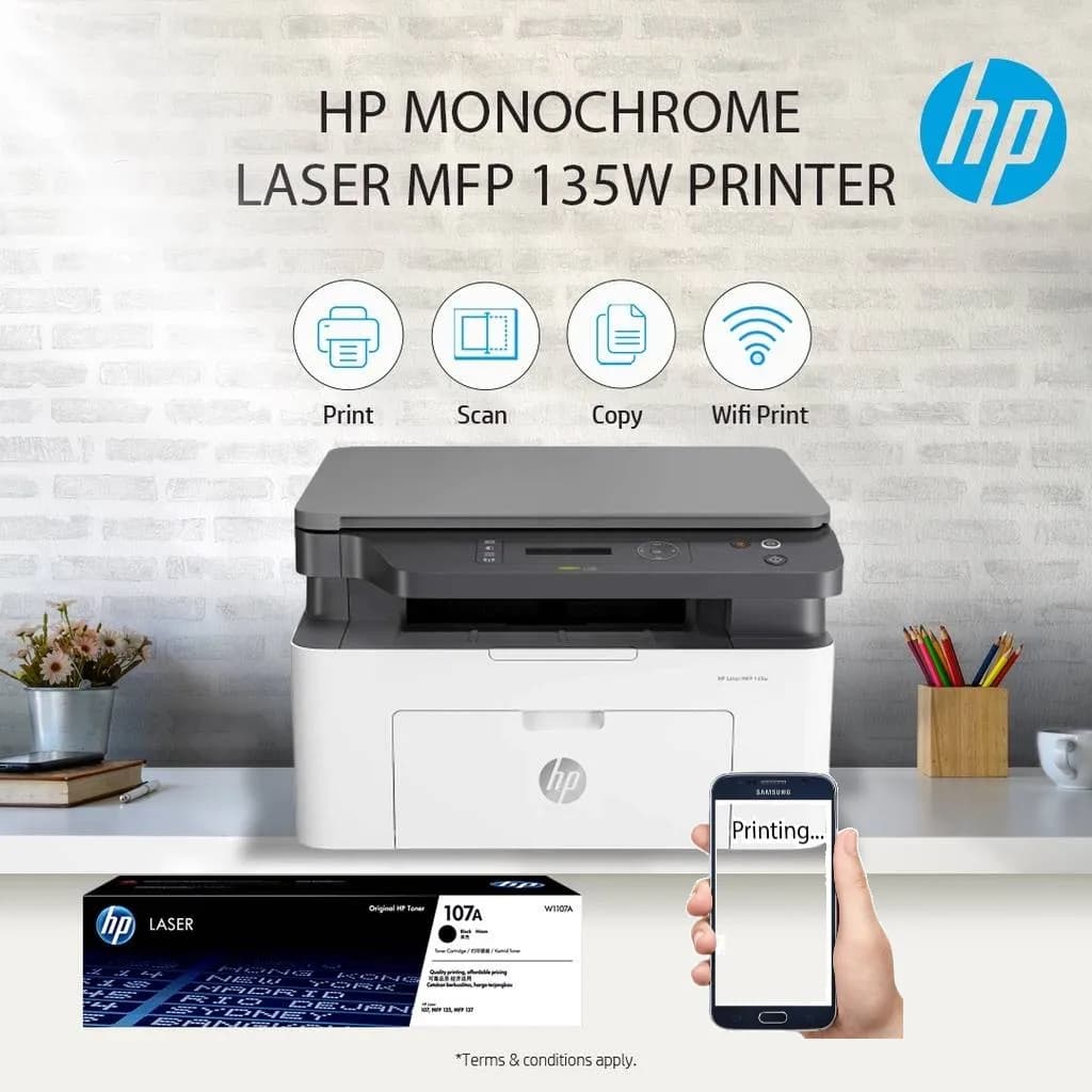 HP Laser MFP 135w 3in 1 Monochrome Wireless Printer