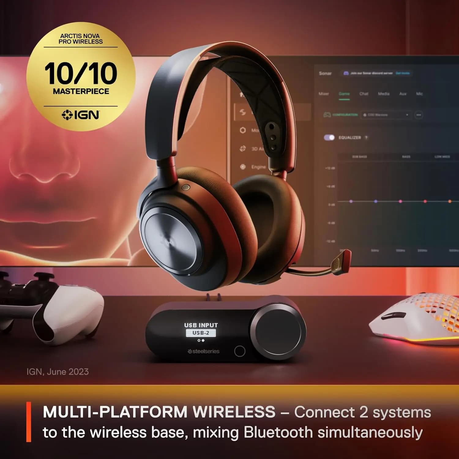 SteelSeries Arctis Nova Pro Wireless Multi-System Gaming Headset – Premium Hi-Fi Drivers – Active Noise