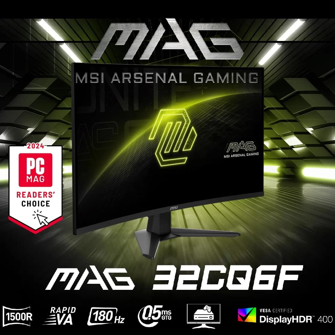 MSI MAG 32CQ6F 31.5″ QHD 180Hz 1500R Curved Gaming Monitor 0.5ms (GTG) Rapid VA Panel