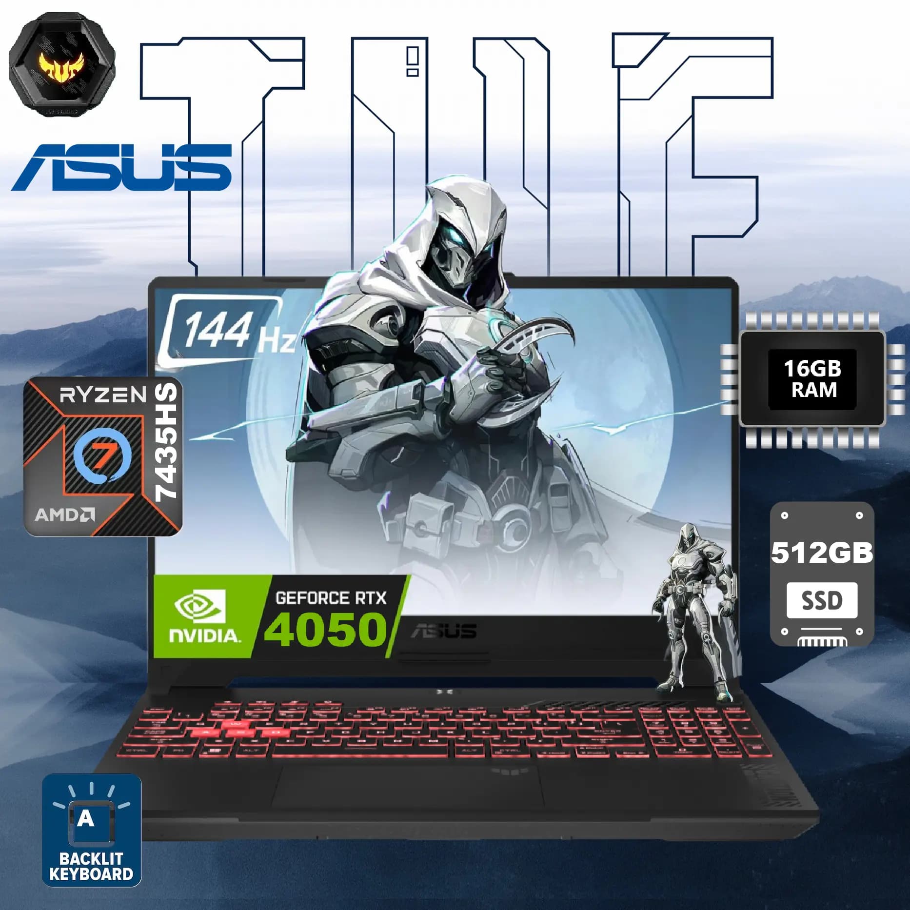 ASUS TUF Gaming A15 AMD Ryzen 7 7435HS | 16GB DDR5 RAM; 512GB NVMe | RTX 4050, 6GB | 15.6-inch FHD 144Hz IPS Display