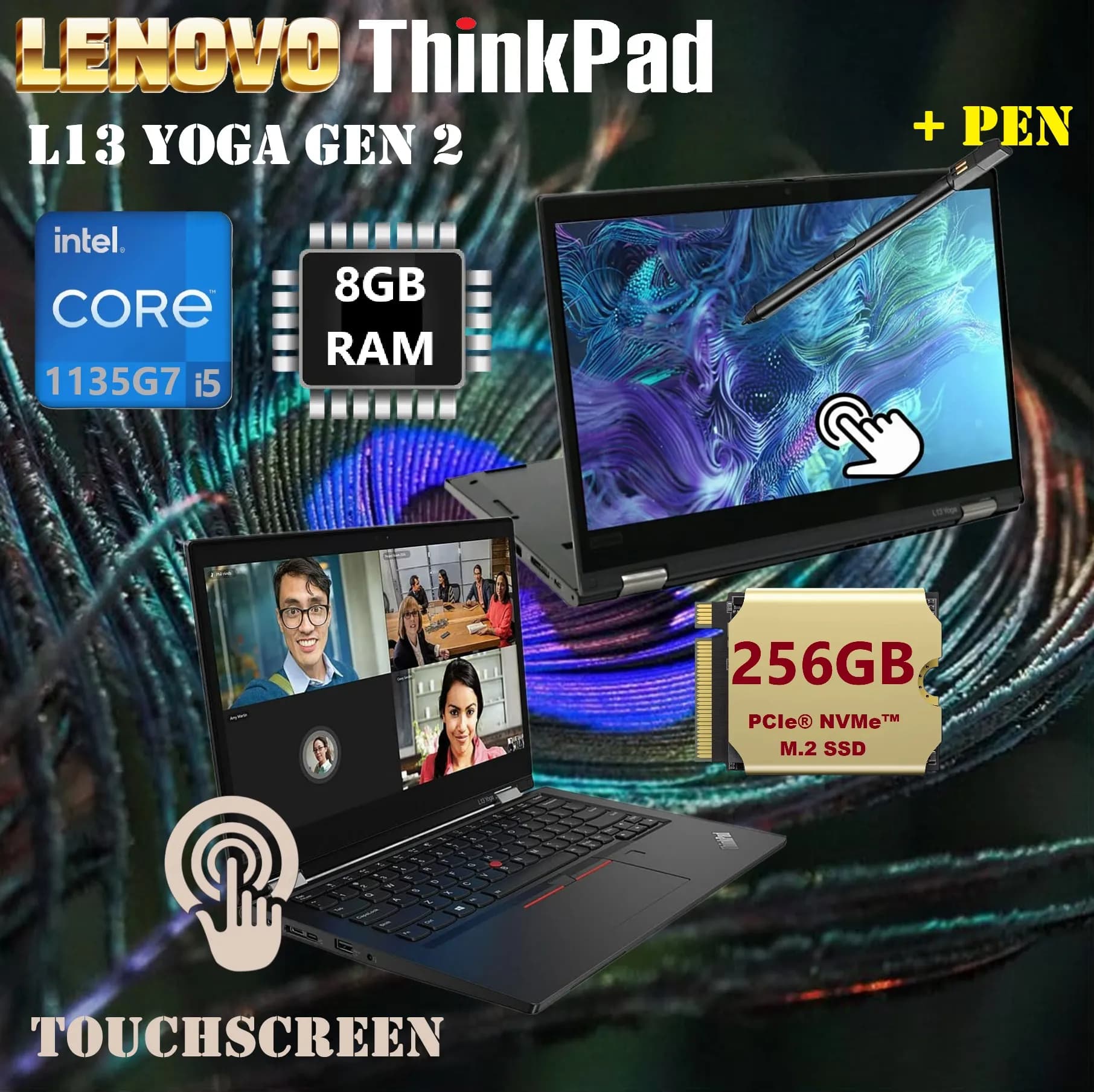 LENOVO ThinkPad L13 Yoga Gen 2 Intel Core i5-1135G7 | 8GB DDR4 RAM , 256GB SSD | 13.3 FHD IPS TouchScreen + Pen