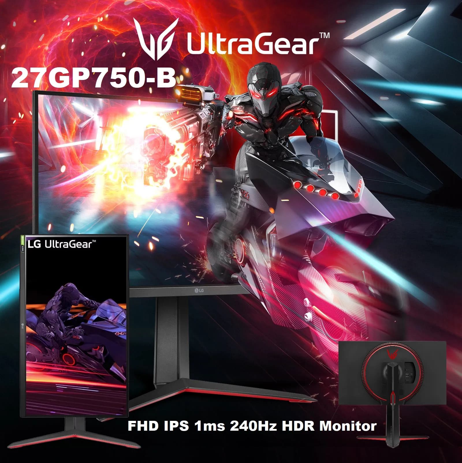 LG UltraGear 27GP750-B 27 inch FHD IPS 1ms 240Hz HDR Monitor with G-SYNC Compatibility (AK-02474)