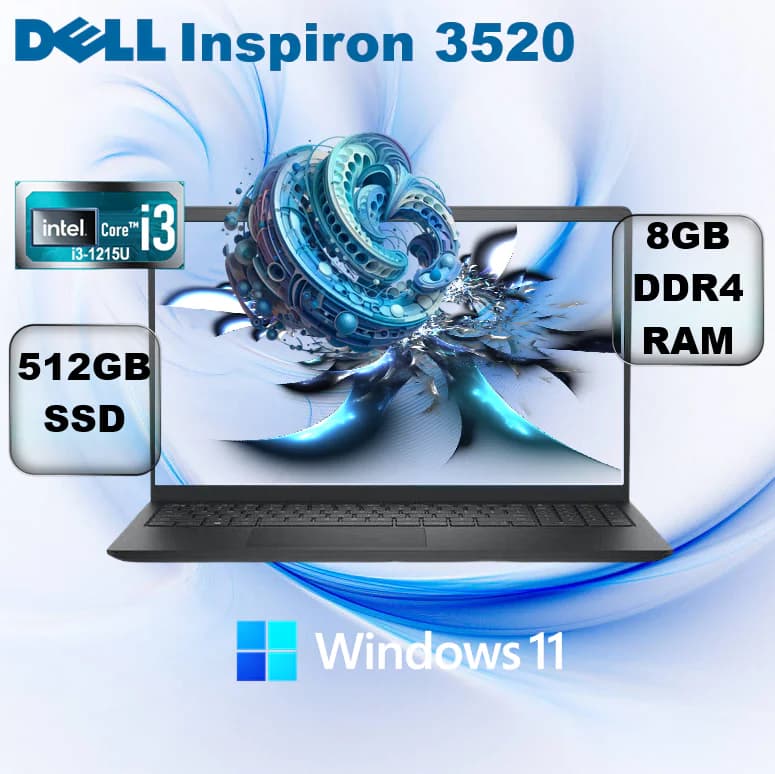 Dell Inspiron 3520 Intel Core i3-1215U | 8GB DDR4, 512GB SSD | Intel UHD Graphics | 15.6 inches WVA FHD Display | Windows 11