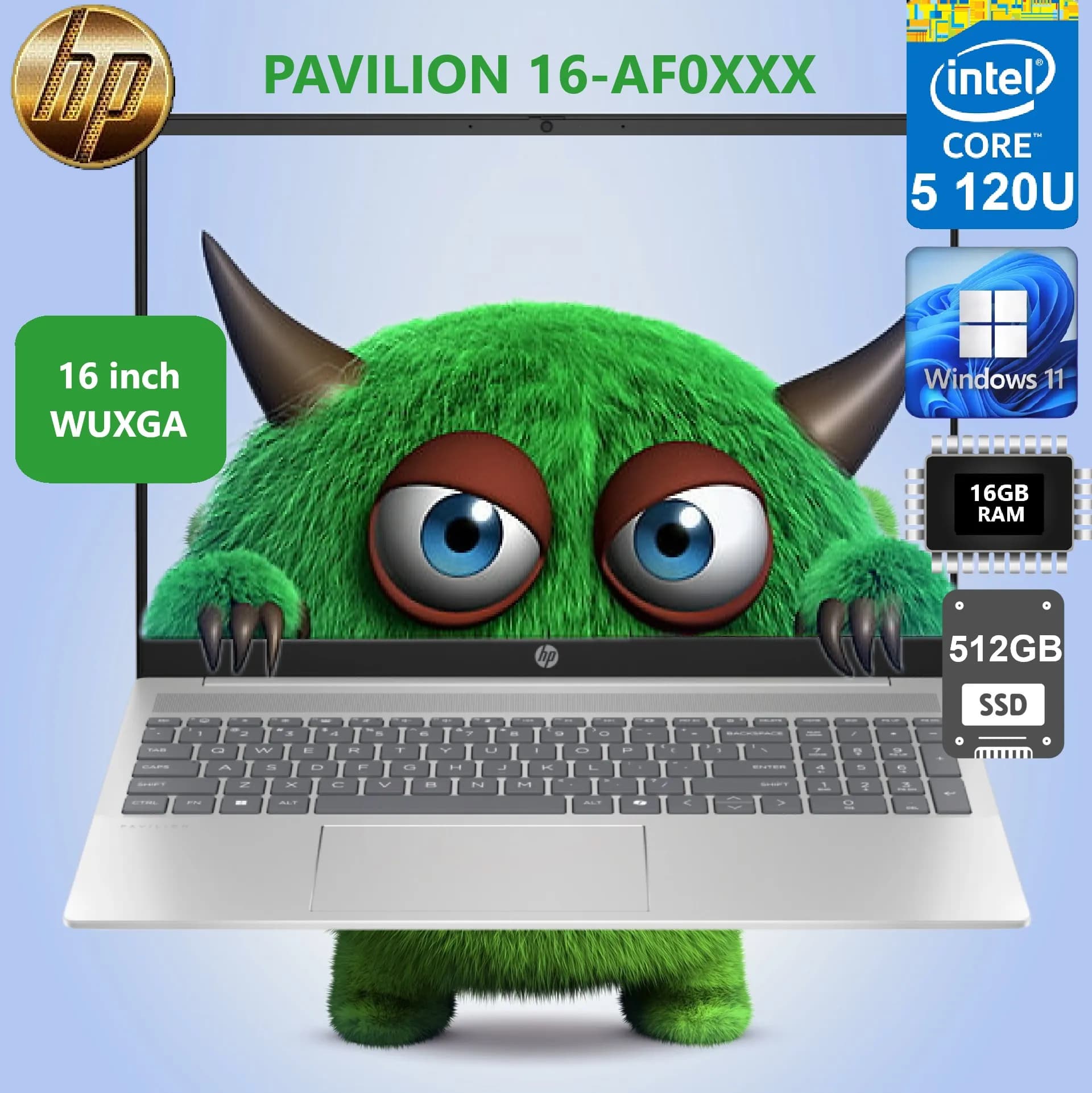 HP Pavilion 16-af0000 Intel Core 5 120U | 16GB DDR5 RAM; 512GB SSD NVMe | Intel Graphics | 16 inch WUXGA IPS Display