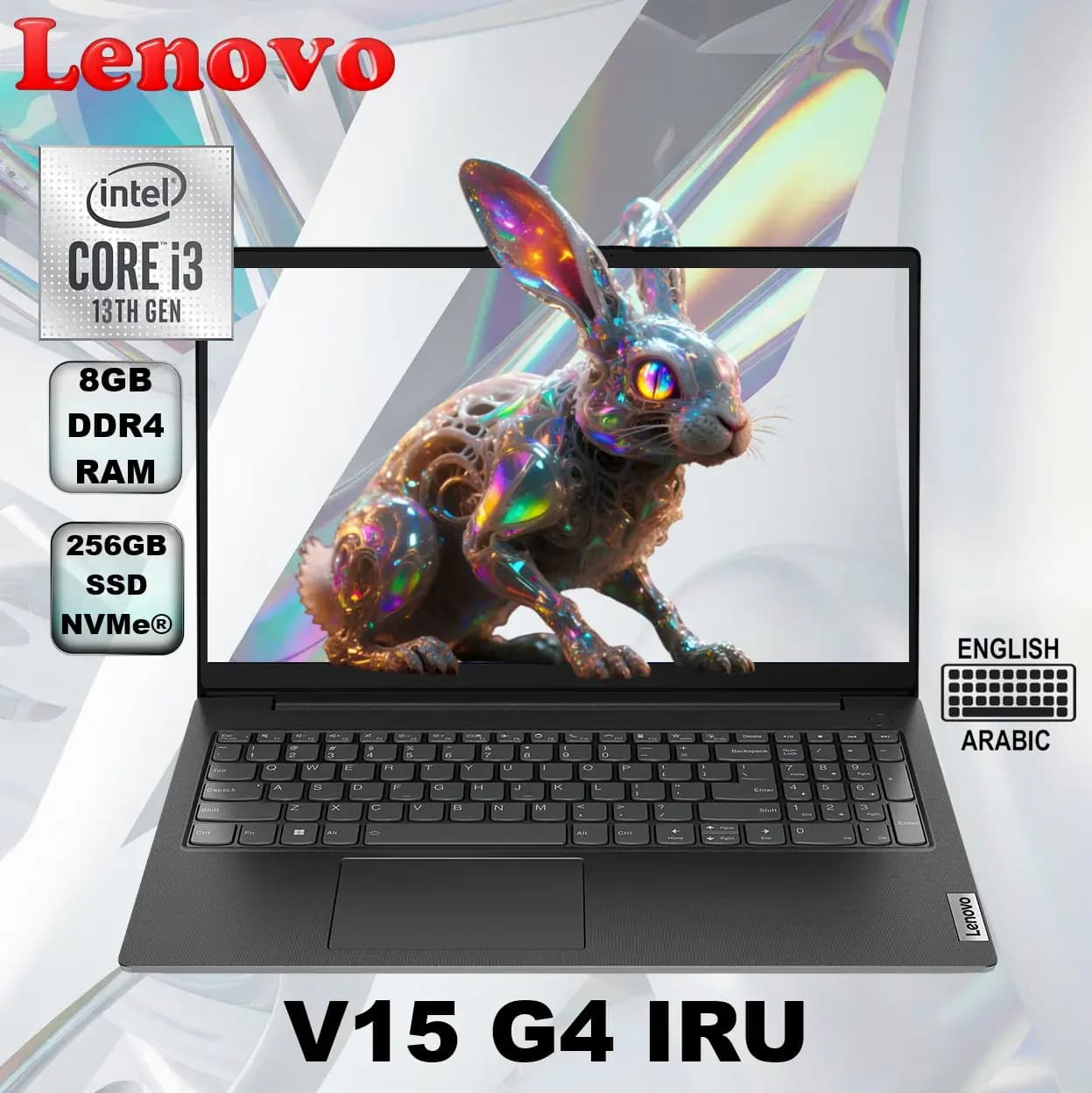 Lenovo V15 G4 IRU Intel® Core i3-1315U | 8GB DDR4 RAM ; 256GB SSD NVMe® | 15.6 inch FHD TN Display | DOS | Intel® UHD Graphics | Arabic English Keyboard | Business Black