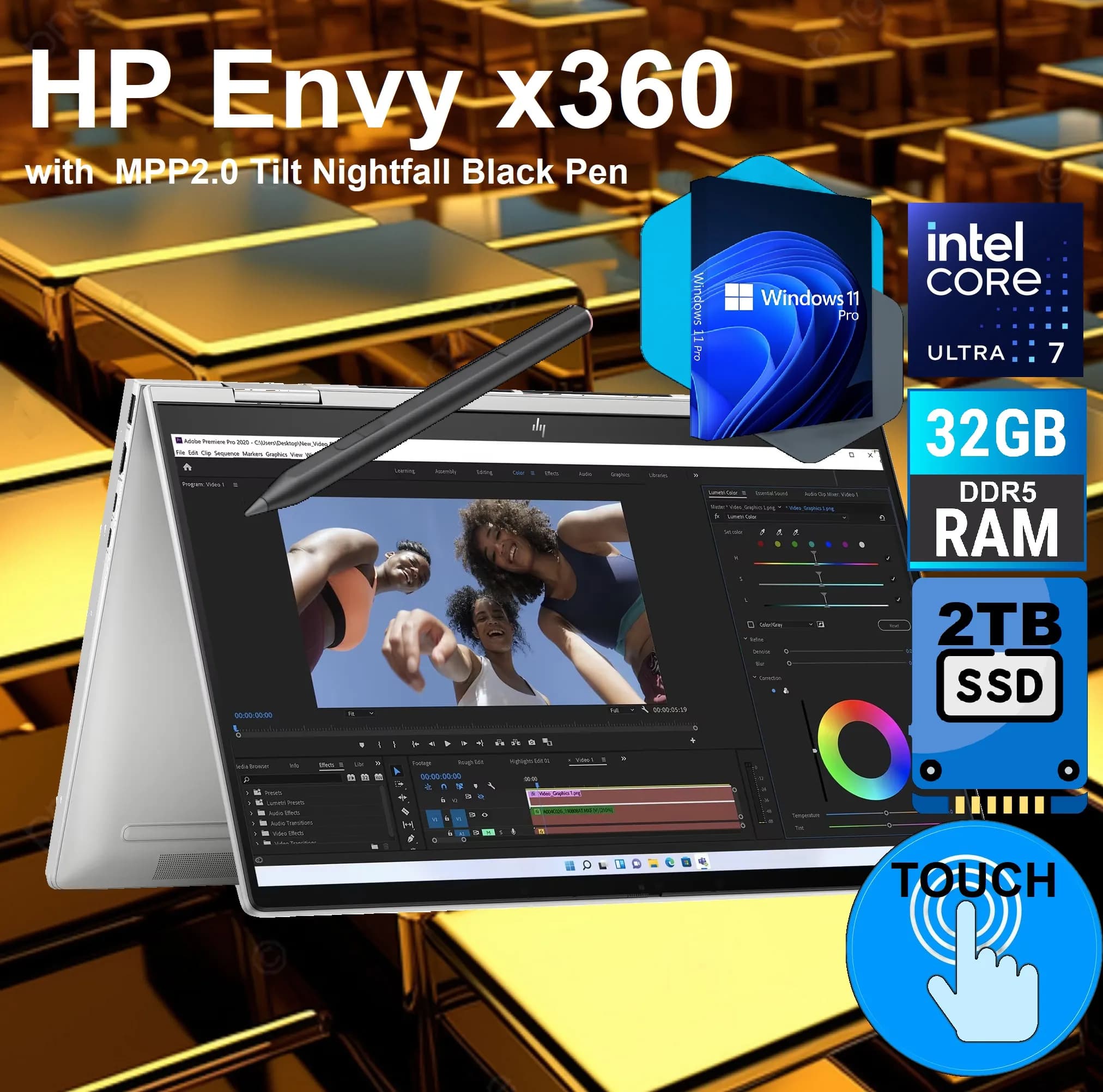 HP Envy x360 Laptop 16-ac0033dx (9S1R9UA) Intel Core Ultra 7 155U | 32 GB DDR5 RAM; 2 TB SSD | Windows 11 Pro