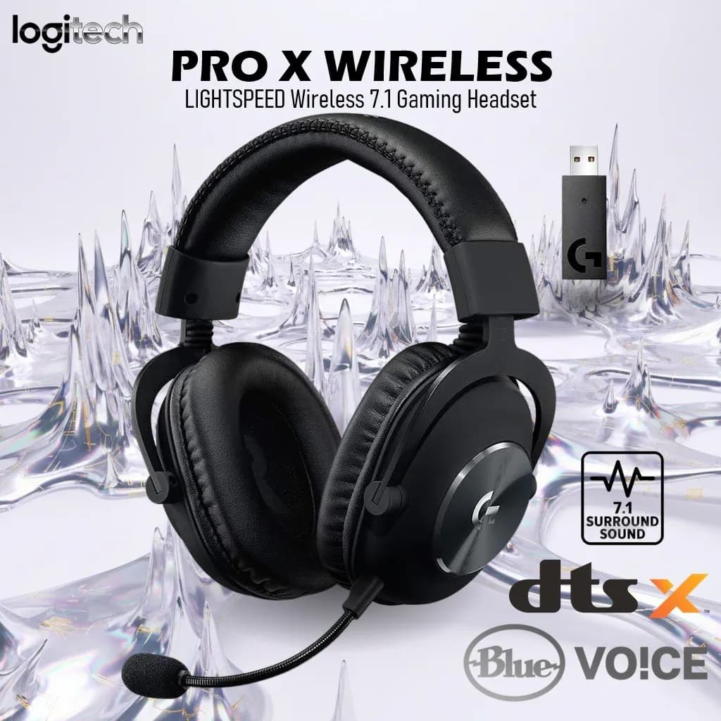 Logitech G Pro X Wireless Lightspeed Gaming Headset With 7.1 DTS Surround, Pro-G 50mm Drivers, Blue VO!CE Mic