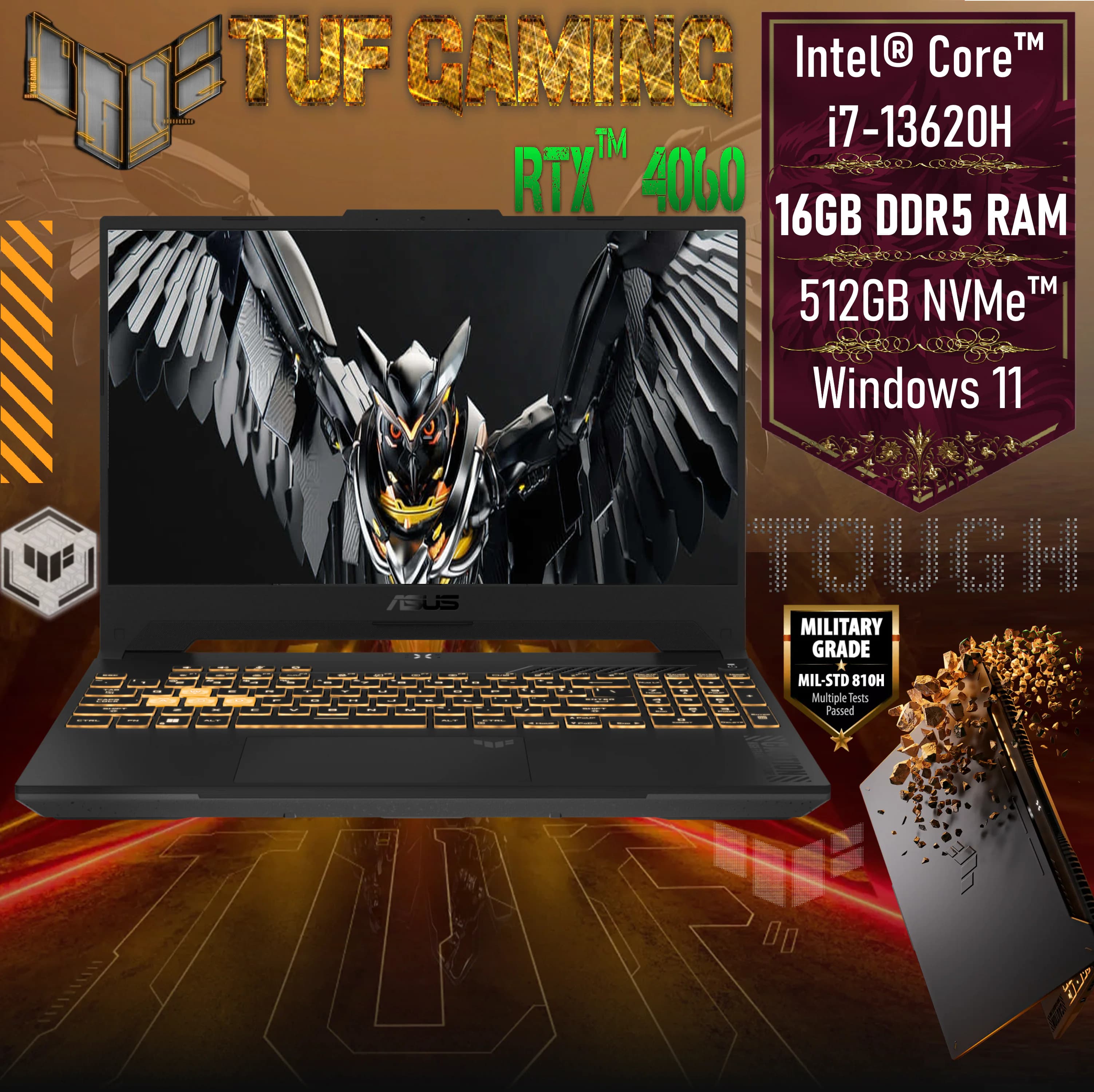 ASUS TUF Gaming F15 FX507VV Intel Core i7-13620H | 16GB DDR5 RAM ; 512GB NVMe SSD| RTX 4060 , 8GB GDDR6 | 15.6-inch FHD IPS 144Hz