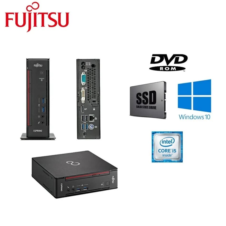Fujitsu Q556-USFF Intel Core i5-7500T | 8GB DDR4 RAM | 256GB SSD | Windows 10 Pro | Compact Black Mini Desktop