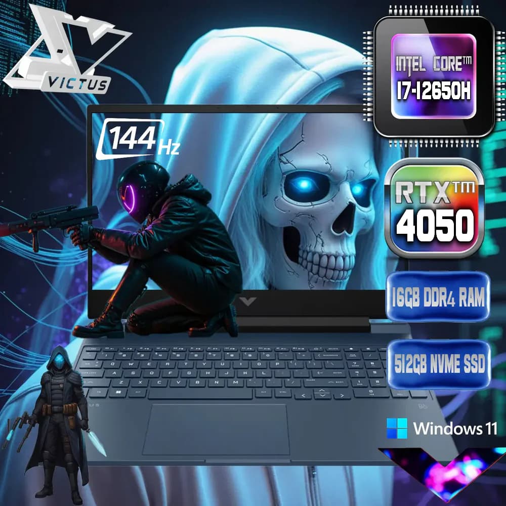 Victus by HP Intel Core i7-12650H | 16GB DDR4 RAM, 512GB SSD NVMe | RTX 4050 (6GB) | 144Hz FHD IPS Display | Backlit Keyboard