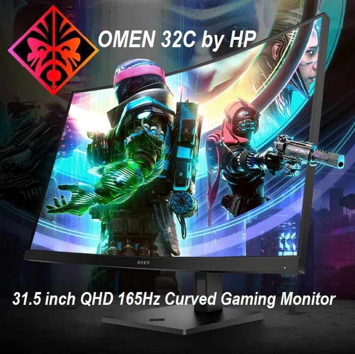 OMEN 32c by HP 31.5 inch QHD 165Hz Curved Gaming Monitor