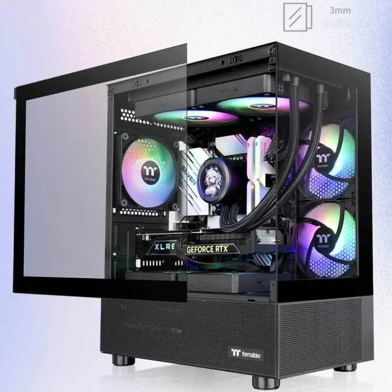 Thermaltake Steel Shadow S240 Case: 3D Air Duct Design, 270° Tempered Glass, Micro-ATX Support, Dual-Color Options, Easy I/O...