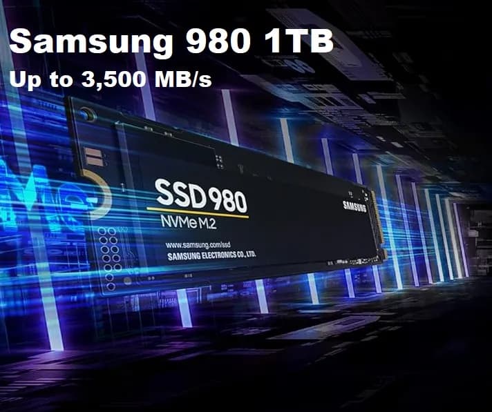 SAMSUNG 980 M.2 2280 1TB PCI-Express 3.0 x4, NVMe 1.4 V-NAND MLC Internal Solid State Drive (SSD) speeds up to 3,500/3,000...