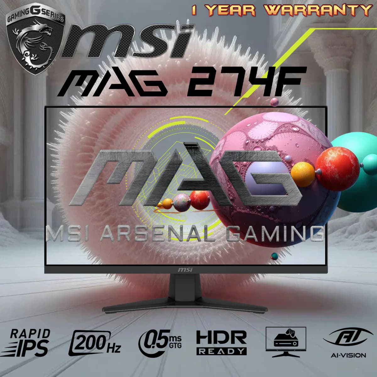 MSI MAG 274F 27-Inch FHD Rapid IPS Gaming Monitor (AK-00272-QH0L)