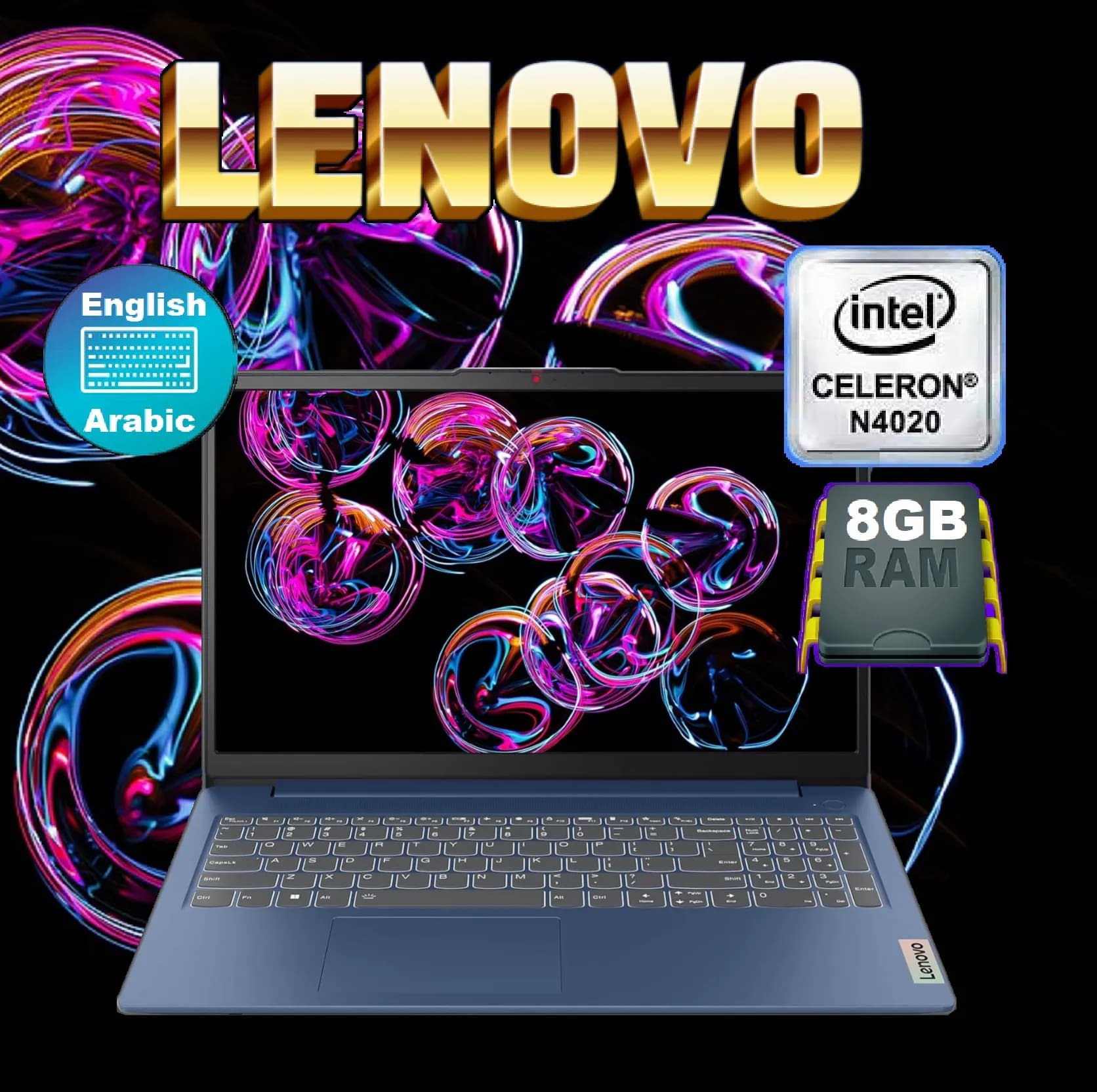 Lenovo IdeaPad 1 15IGL7 Intel Celeron N4020 | 8GB DDR4; 256GB SSD | 15.6″ HD Display | English Arabic Keyboard