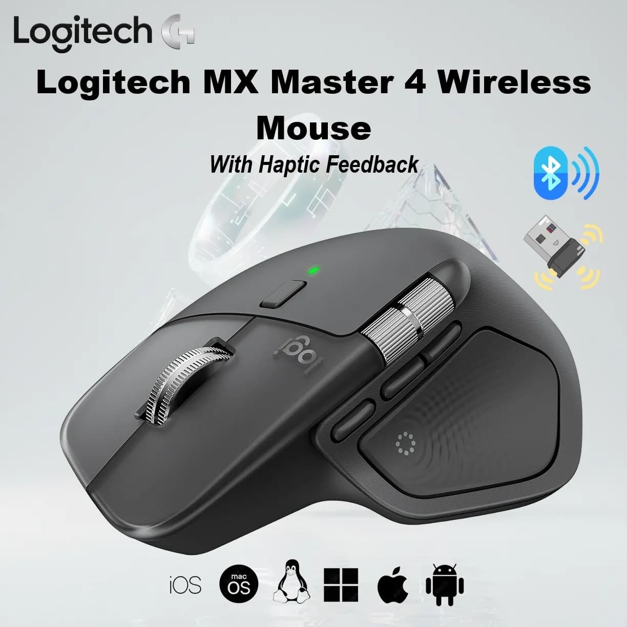 Logitech MX Master 4 Wireless Mouse With Haptic Feedback, MagSpeed Scrolling, 8K DPI Any Surface Tracking, Multi-Device... (AK-01937-UBW8)