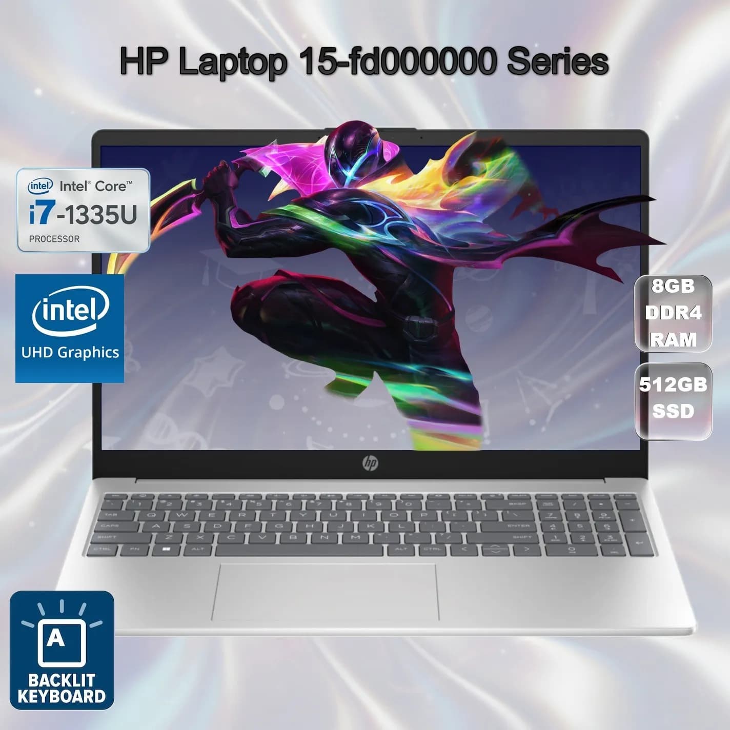 HP Intel Core i7-1355U | 8GB DDR4 RAM; 512GB SSD | 15.6 inch FHD IPS Display | Intel UHD Graphics | Backlit Eng./Ara. Keyboard