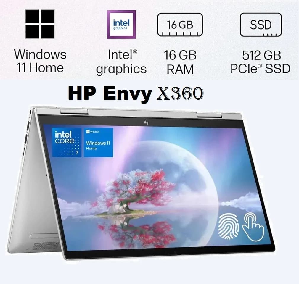 HP Envy x360 14-ES1023DX 9R8R3UA#ABA 2-IN-1 | Core 7 150U 5.4 GHz | 512GB SSD, RAM 16GB | 14 Inch IPS Touchscreen