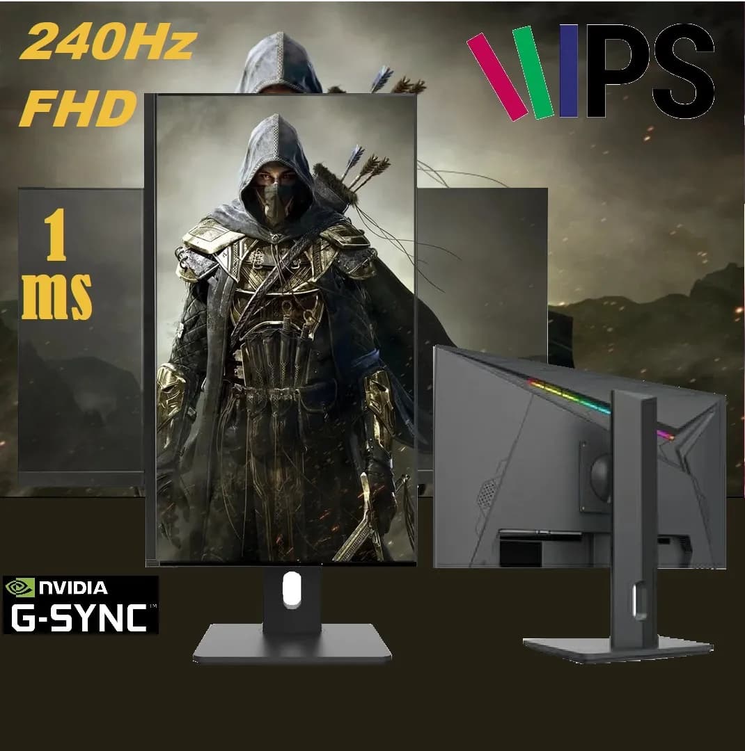 H2G2 27 Inch IPS FHD Gaming Monitor 1MS 240Hz Refresh Rate, NVIDIA G-SYNC, Eye Care, HDMI, DisplayPort
