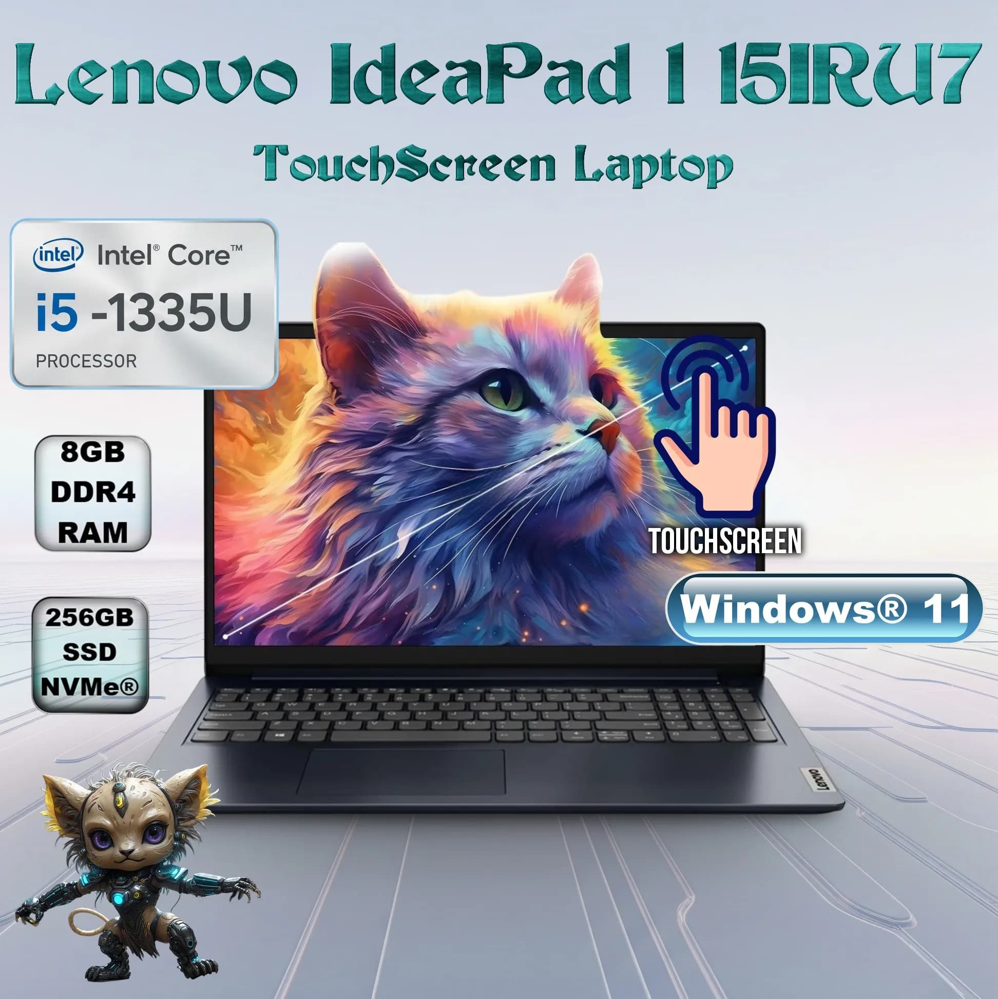 LENOVO IdeaPad 1 15IRU7 Intel Core i5-1335U | 8 GB DDR4 RAM ; 256GB SSD NVMe | 15.6-inch IPS FHD Touchscreen | UHD Graphics (AK-01440)