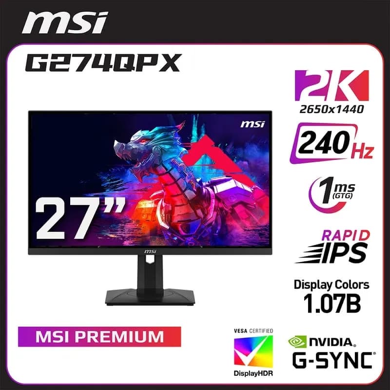 MSI G274QPX 27″ 240HZ IPS 1MS ESPORTS GAMING MONITOR