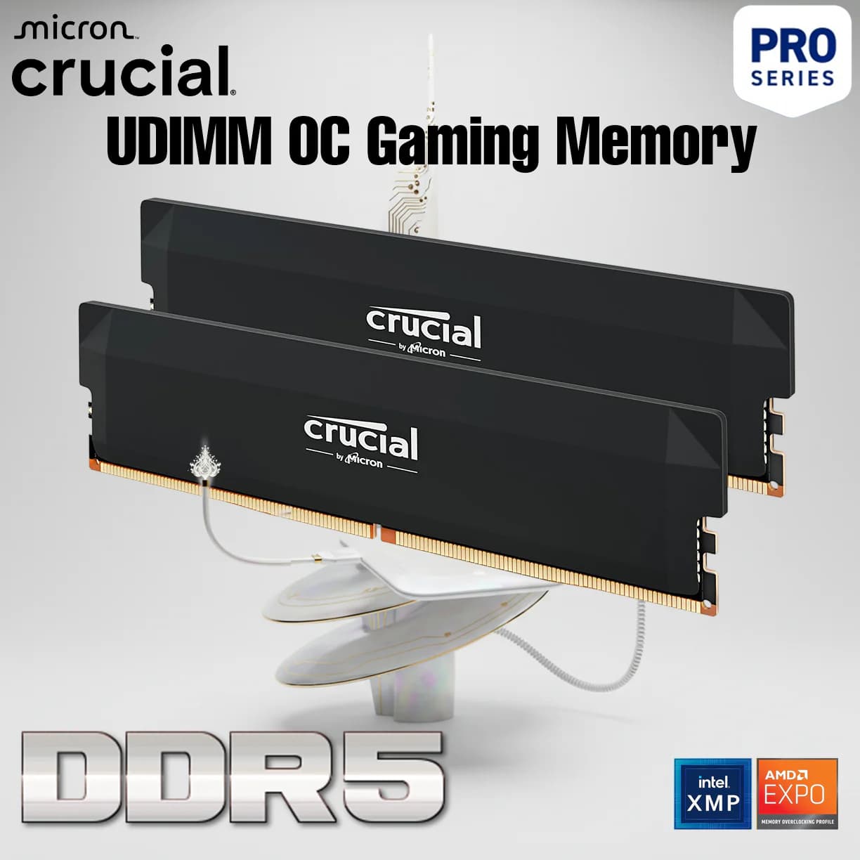 Crucial Pro OC Gaming DDR5 64GB RAM Kit (2x 32GB) 6000MT/s CL40 1.35V OC Gaming Memory , Intel XMP 3.0 Ready / AMD EXPO...