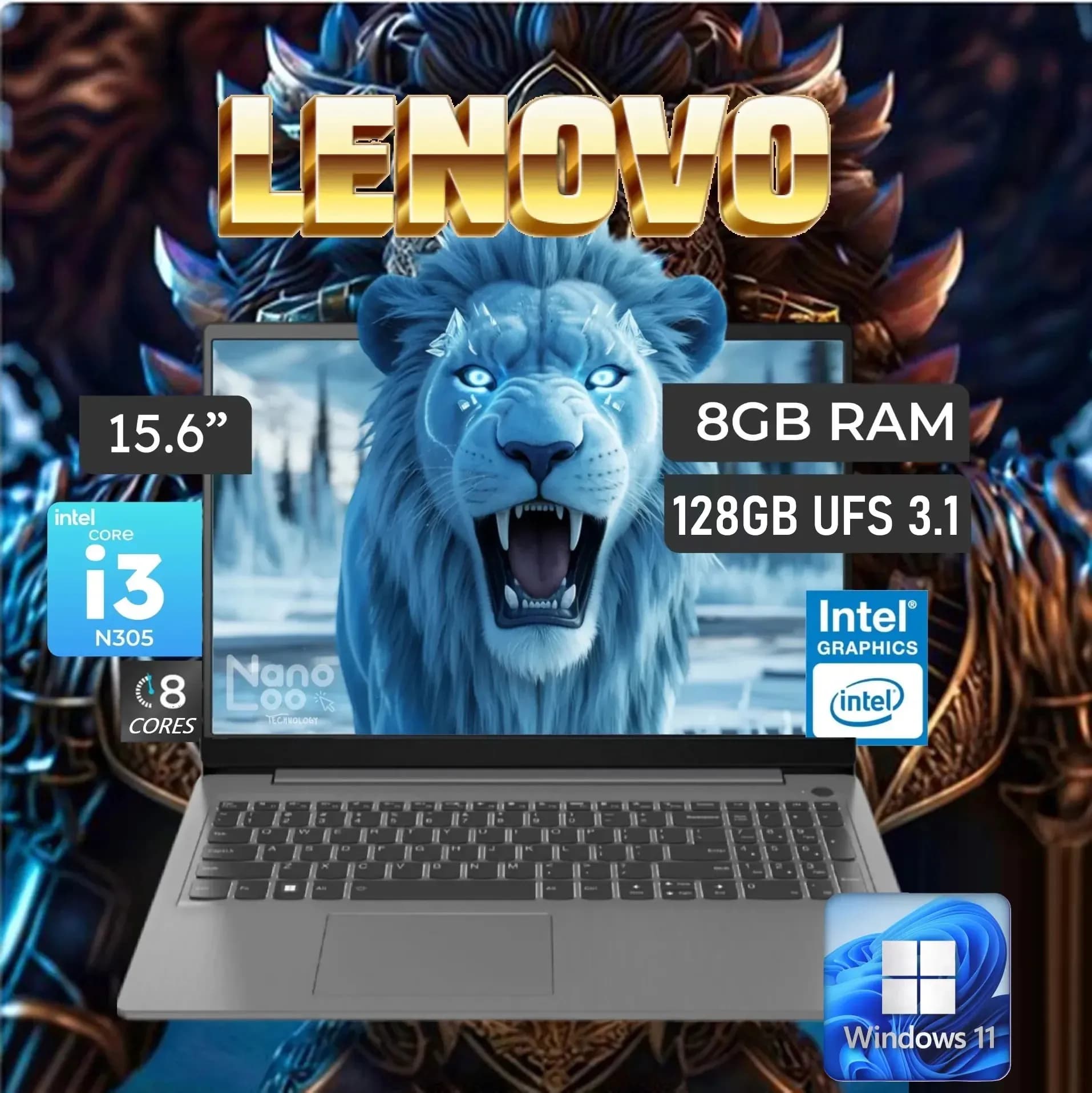 Lenovo IdeaPad Slim 3 15IAN8 Intel Core i3-N305 | 8GB DDR5 RAM ; 128GB UFS 3.1 | Intel UHD Graphics | 15.6″ FHD TN Display