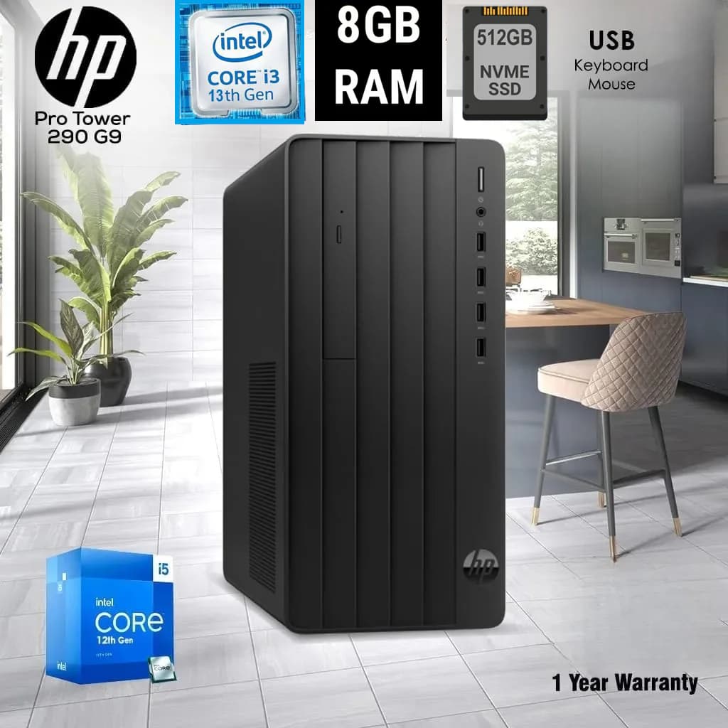 HP Pro Tower 290 G9 Desktop PC Intel Core i5-13500 | 8GB DDR4 RAM; 512 GB NVMe SSD | Intel UHD Graphics 770 | DOS